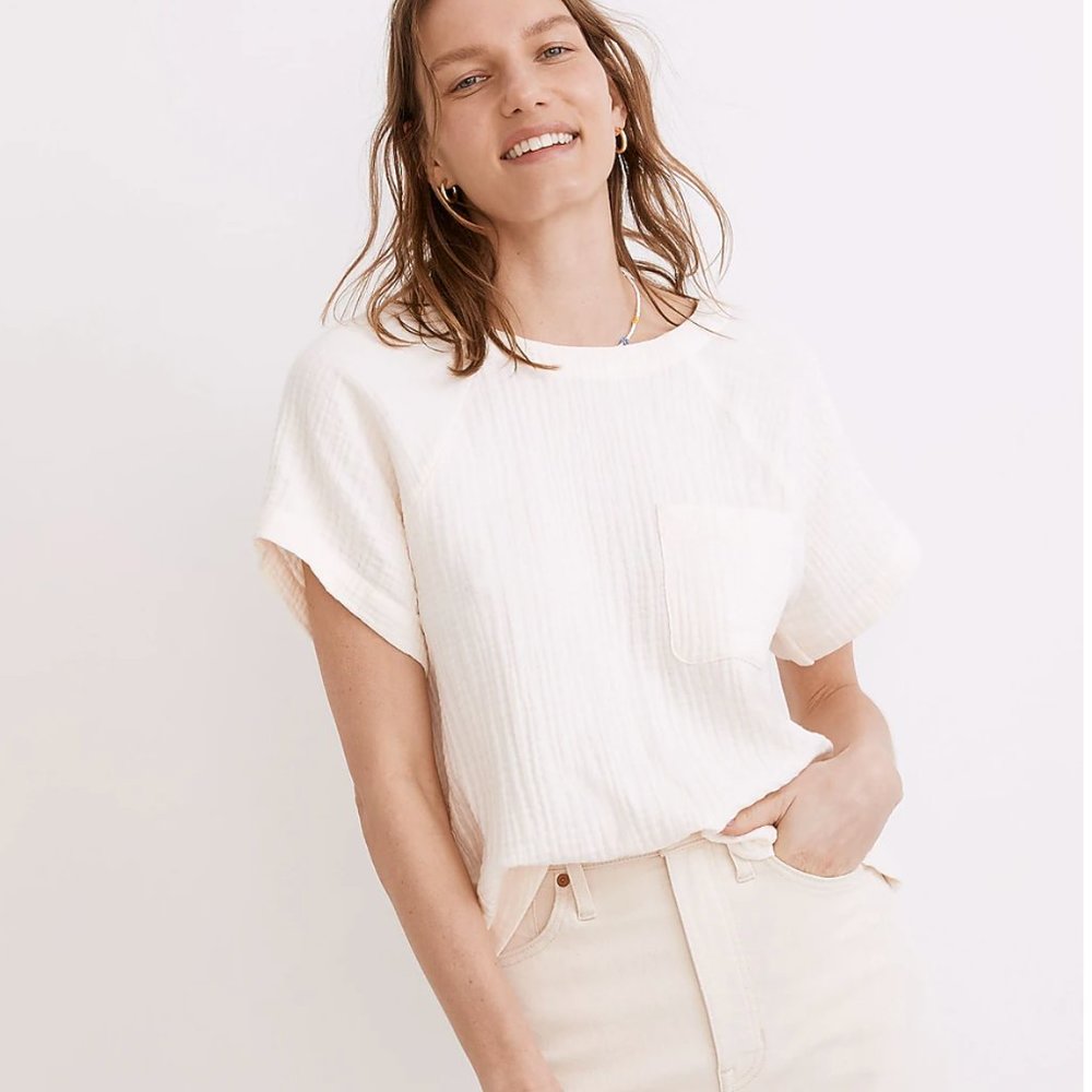 Madewell Ivory Button-Back Top
